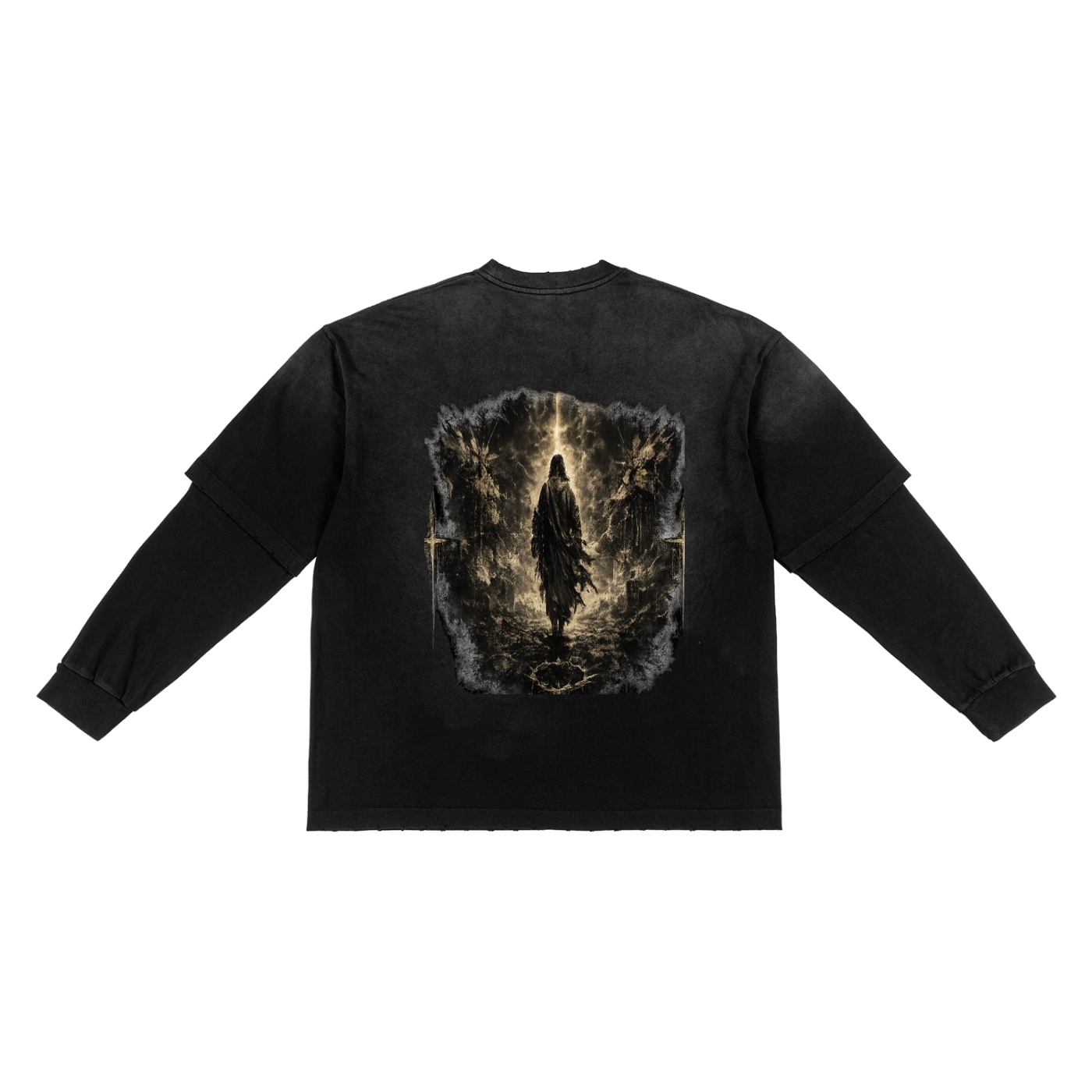 ORVX Sunfade Hand-Frayed Faux Two-Piece T-Shirt