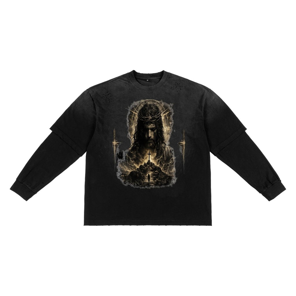 ORVX Sunfade Hand-Frayed Faux Two-Piece T-Shirt